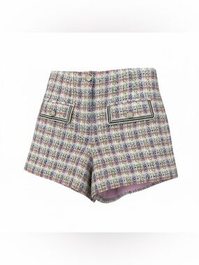 Veronica Beard Tweed Shorts Size 4 Multicolor High Rise Tailored Designer Luxury